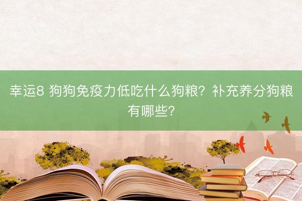 幸運8 狗狗免疫力低吃什么狗糧?補充養分狗糧有哪些?