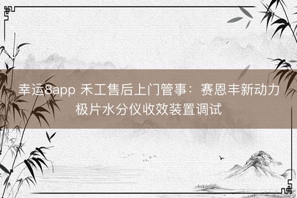 幸運(yùn)8app 禾工售后上門管事：賽恩豐新動(dòng)力極片水分儀收效裝置調(diào)試