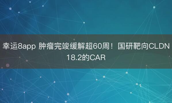 幸運8app 腫瘤完竣緩解超60周!國研靶向CLDN18.2的CAR